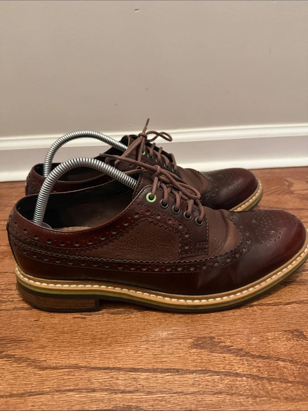 Clarks Men's Dark Brown Brogue Lace-Up Oxfords with Green Eyelets